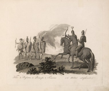 Veles (Roman Infantryman), Emperor, versus Armored Soldiers, Ancient Rome, Engraving, G. Dobler, 1819