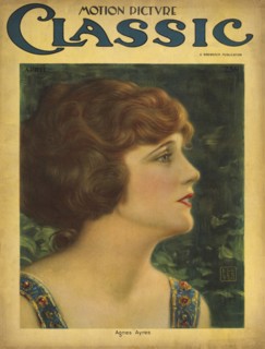 Actress Agnes Ayres, Motion Picture Classic Magazine Cover by Benjamin Eggleston, April 1922