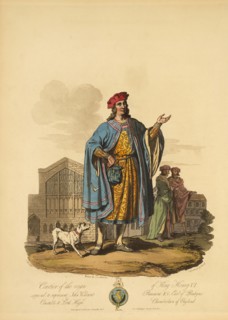 Courtier of the Reign of King Henry VI, Supposed to Represent John Viscount Beaumont K.G. Earl of Boulogne, Constable & Lord High Chamberlain of England, 1430, Etching by I.A. Atkinson, 1812