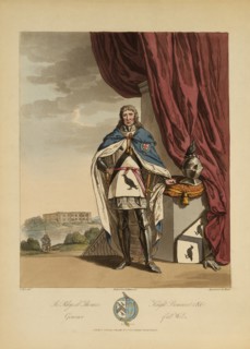 Sir Rhys ap Thomas, Knight Banneret and KG, Governor of all Wales, 1500, Etching by I.A. Atkinson, 1812