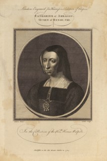Catharine of Arragon (Catherine of Aragon), Queen of Kenry VIII, in the Collection of the Honorable Horace Walpole, Engraving, 1784