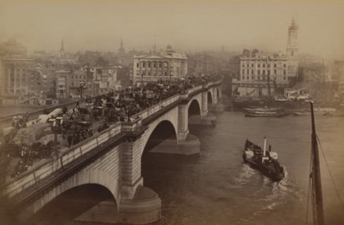 Bridge and River Thames, London, England, UK, 1900