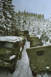 Deep Snow Slowing Military Traffic, Rhineland Campaign, Germany, 1945