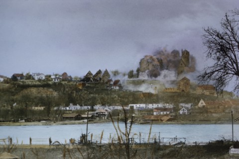 Heavy Artillery Shelling, Breisach, Germany, Rhineland Campaign, 1945