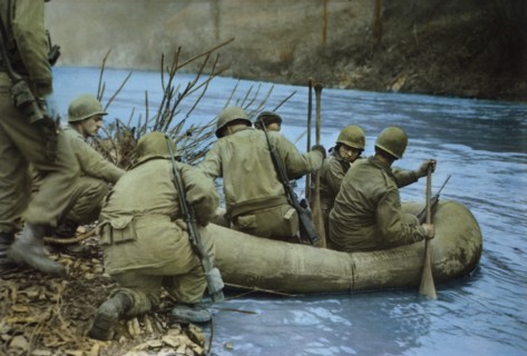 Assault Troops Crossing Our River, Germany, Rhineland Campaign, Germany, 1945