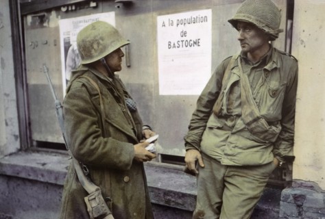 Two Infantrymen, Bastogne, Belgium, Ardennes-Alsace Campaign, Battle of the Bulge, December 1944