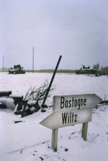 Knocked-Out U.S. Medium Tanks in Snowy Field, Ardennes-Alsace Campaign, Battle of the Bulge, Belgium, 1945