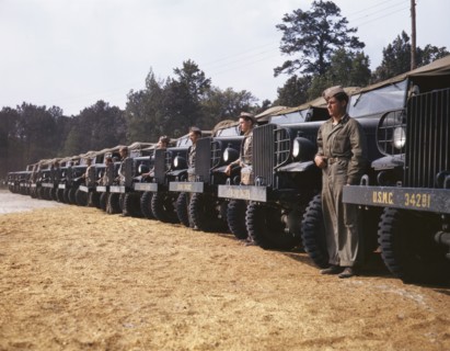 Motor Detachment, Marine Corps New River Air Station, Jacksonville, North Carolina, USA, Alfred T. Palmer for Office of War Information, May 1942