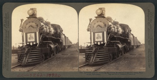President Theodore Roosevelt's Special Train, Fairmont, Nebraska, USA, Stereo Card, Underwood & Underwood, 1903