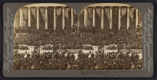 President Theodore Roosevelt's Inaugural Address, Washington DC, USA, Stereo Card, T. W. Ingersoll, Ingersoll View Company, March 4, 1905