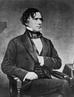 U.S. President Franklin Pierce (1804-69), three-quarter length Portrait, Seated, Facing Right with Hand inside Vest, Engraving, 1850's
