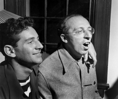 Composers Leonard Bernstein and Aaron Copland, Bernardsville, New Jersey, USA, August 1945