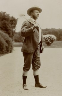 U.S. President Theodore Roosevelt, Full-Length Portrait Wearing Knickerbockers and Carrying Ax on Shoulder, by James Burton, September 23, 1901