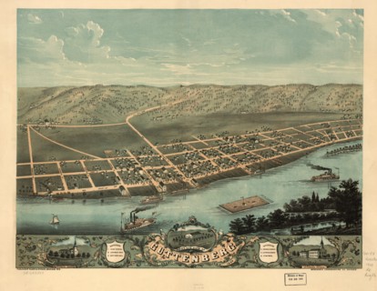 Bird's  Eye View of Guttenberg, Clayton County Iowa, 1869