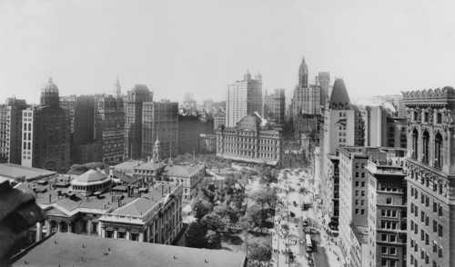 Broadway and City Hall Park South, New York City, New York, USA, 1908