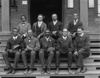 George Washington Carver, (seated front row, center),  Group portrait with Staff, Tuskegee, Alabama, USA, Frances Benjamin Johnston, 1902