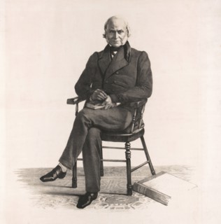John Quincy Adams (1767-1848), Sixth President of the United States, Full-Length Seated Portrait, Lithograph created from a Daguerreotype by Philip Haas, 1843