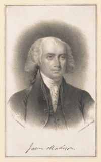 James Madison (1751-1836), Fourth President of the United States, Head and Shoulders Portrait, by Albert Newsam, P.S. Duval, Lithographer, Philadelphia