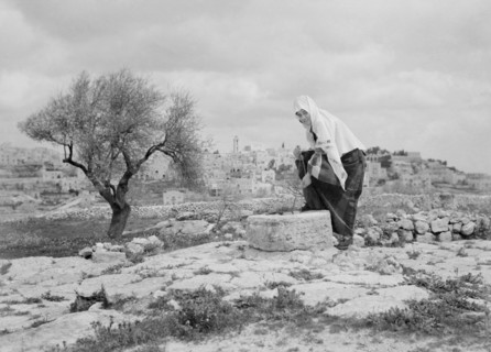 Woman Retrieving Water from Well, Bethlehem, West Bank, Matson Photo Service, March 1945