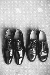High Angle View of Two Pair of Men's Shoes