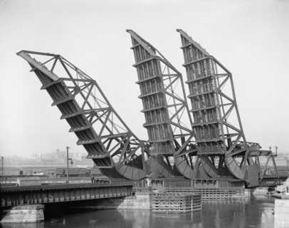 Tower Bridges, Fort Point Channel, Boston, Massachusetts, USA, Detroit Publishing Company, 1904
