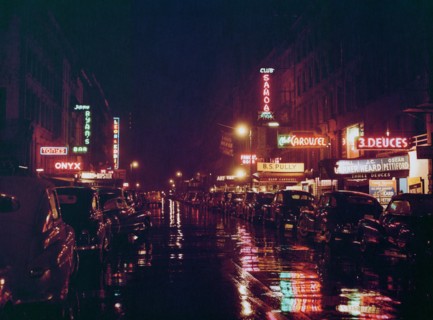 Street Scene at Night, West 52nd Street, New York City, New York, USA, William P. Gottlieb Collection, July 1948