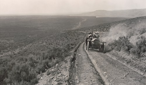 Three Hunters Traveling through Countryside in Thomas Flyer Automobile, Idaho, USA, Otto M. Jones, 1912
