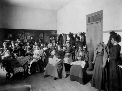 Sewing Class, Howard University, Washington DC, USA, W.E.B. DuBois Collection, 1900