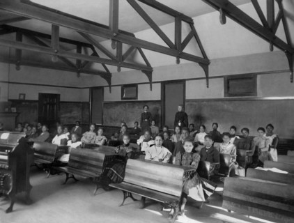 Students and Teacher in Training School, Fisk University, Nashville, Tennessee, USA, 1899