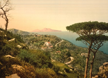 Capri Island viewed from Mount Sorrento, Italy, Photochrome Print, Detroit Publishing Company, 1900