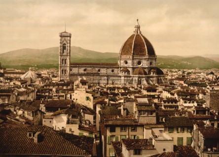 Cathedral, Panoramic View from Vecchio Palace, Florence, Italy, Photochrome Print, Detroit Publishing Company, 1900