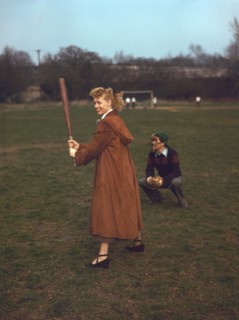 Jazz Singer June Christy Playing Baseball, Portrait with Bat, William P. Gottlieb Collection, 1947