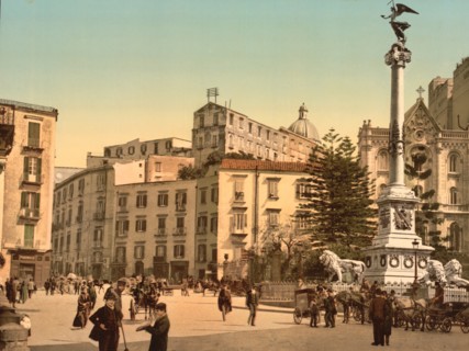 Piazza dei Martiri, Naples, Italy, Photochrome Print, Detroit Publishing Company, 1900
