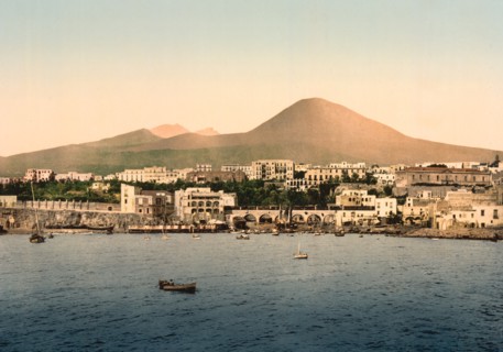 Mount Vesuvius with Torre del Greco, Naples, Italy, Photochrome Print, Detroit Publishing Company, 1900