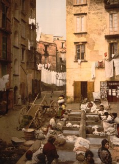 Street with Washerwomen, Italy, Photochrome Print, Detroit Publishing Company, 1900