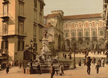 Piazzetta Monteoliveto, Naples, Italy, Photochrome Print, Detroit Publishing Company, 1900