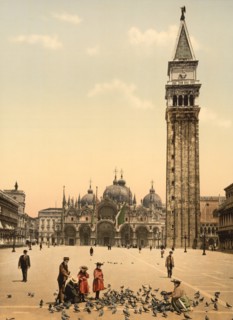 St. Mark's Place with Campanile, Venice, Italy, Photochrome Print, Detroit Publishing Company, 1900