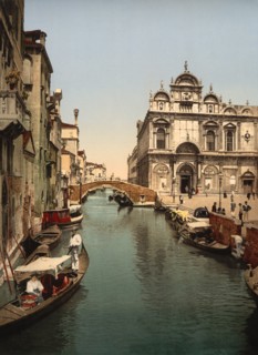 Before St. Mark's and Public Hospital, Venice, Italy, Photochrome Print, Detroit Publishing Company, 1900