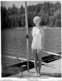 Unidentified Actress, Full-Length Portrait Standing with Oar, on-set of the Film, "8 Girls in a Boat", Paramount Pictures, 1934