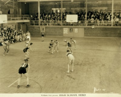 High School Basketball Game, on-set of the Silent Film, "High School Hero", Fox Film Corporation, 1927