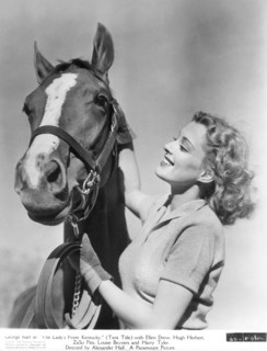 Actress Ellen Drew, Publicity Portrait with Horse for the film, "The Lady's from Kentucky", Paramount Pictures, 1939