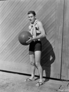 Actor Richard Arlen, Publicity Portrait in Swimsuit Holding Medicine Ball, Paramount Pictures, 1931