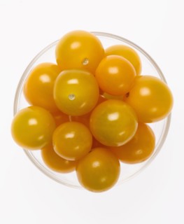 Bowl of Yellow Cherry Tomatoes from Above