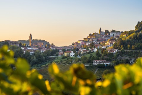 Hillside Village at Sunset, Monforte d’Alba, Piedmont, Italy