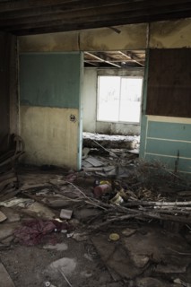 Scattered Debris in Abandoned Room