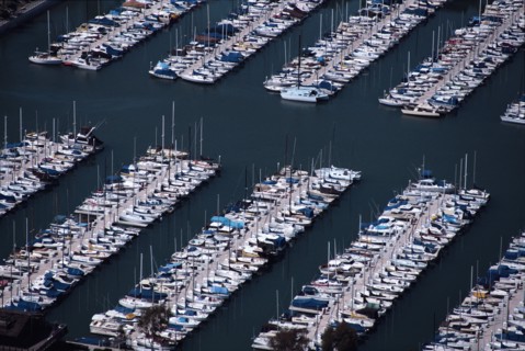 Rows of Boats in Marina, High Angle View