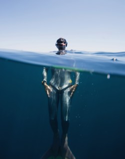 Free Diver Floating
