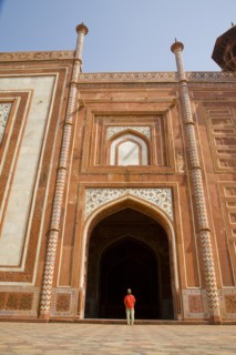 Man in Archway of Taj Mahal Mosque, Agra, India