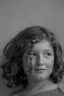 Young Smiling Girl with Makeup Dots on Cheeks, Portrait,