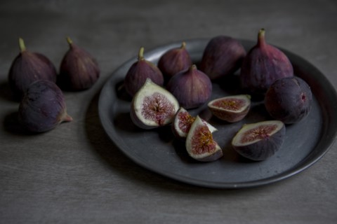 Sliced and Whole Figs on Plate